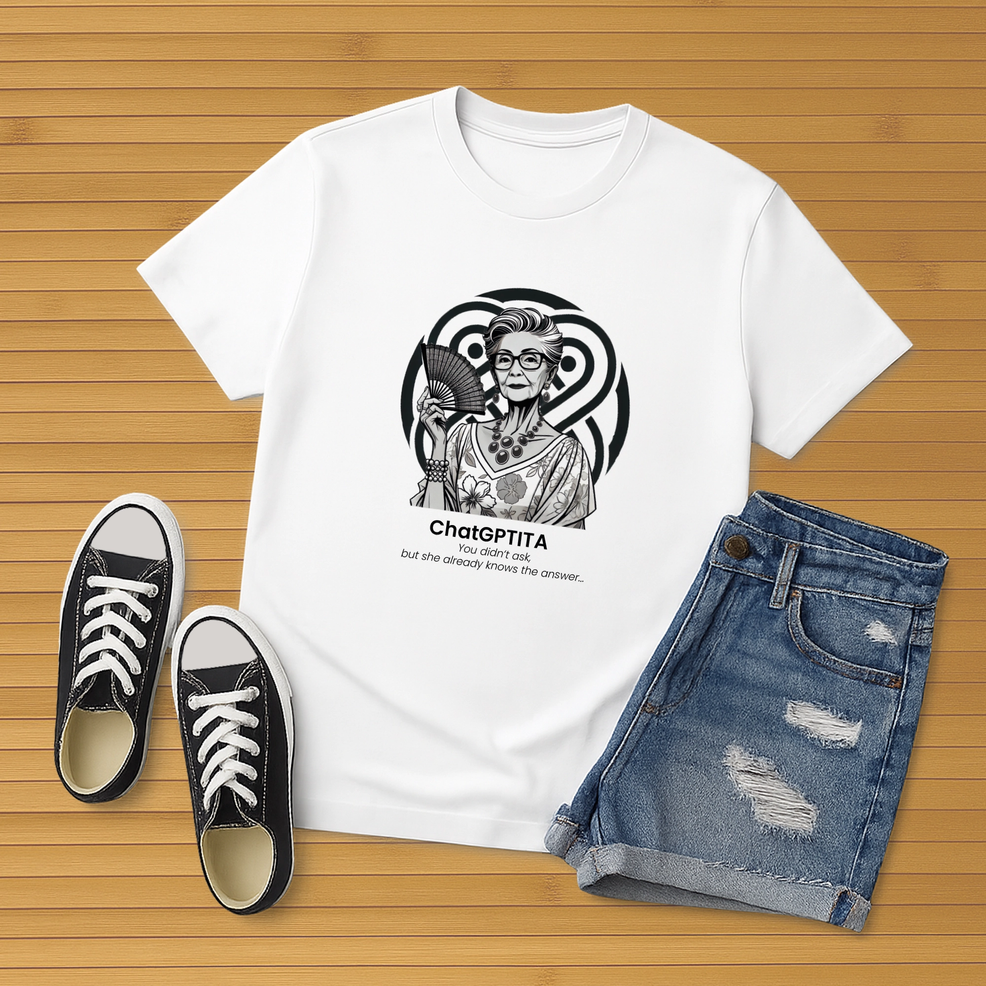 Pinoy Daily - Tshirt Mockup - Front - Laying Down - ChatGPTita - Etsy Design 1