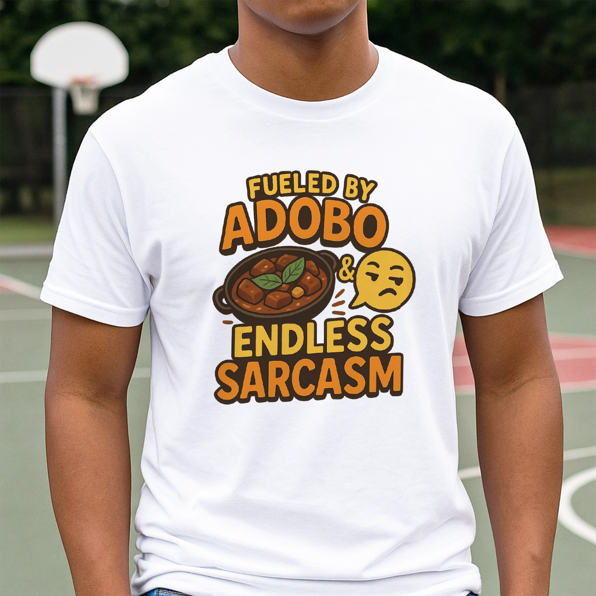 Pinoy Daily - Tshirt Mockup - Front - Man - Fueled by adobo - Etsy Design 1