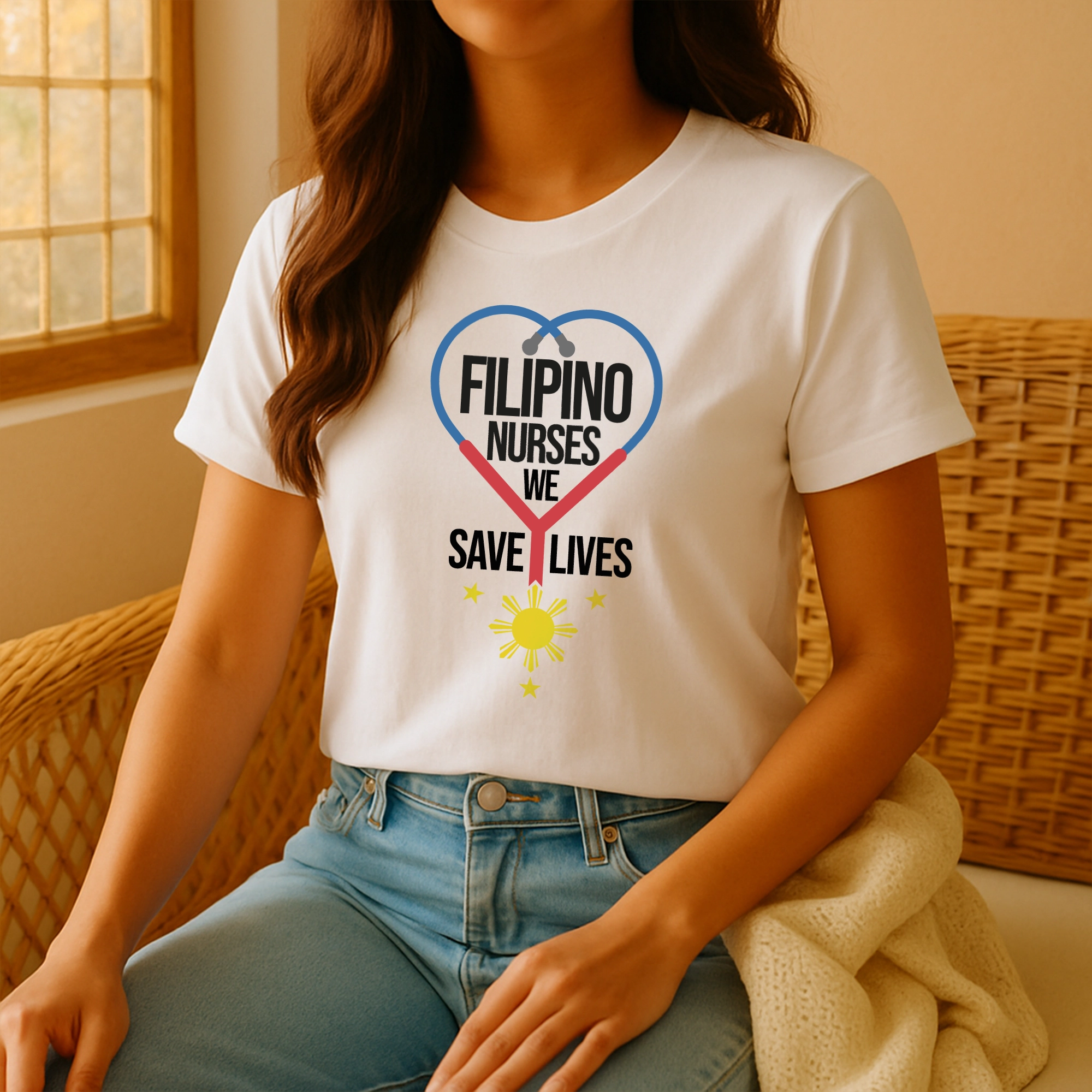 Pinoy Daily - Tshirt Mockup - Front - Woman - Filipino Nurses - Etsy Design 1