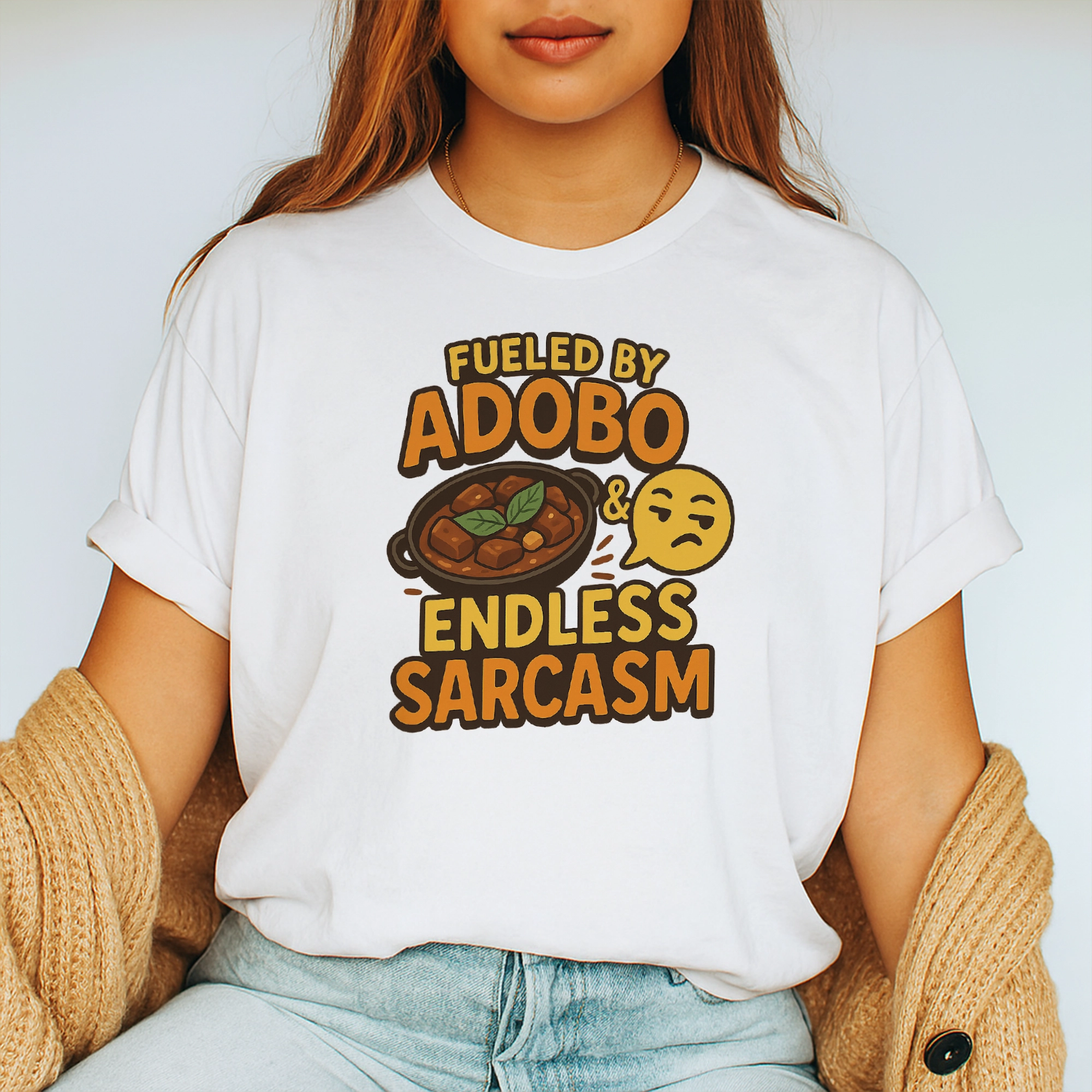 Pinoy Daily - Tshirt Mockup - Front - Woman - Fueled by adob - Etsy Design 2